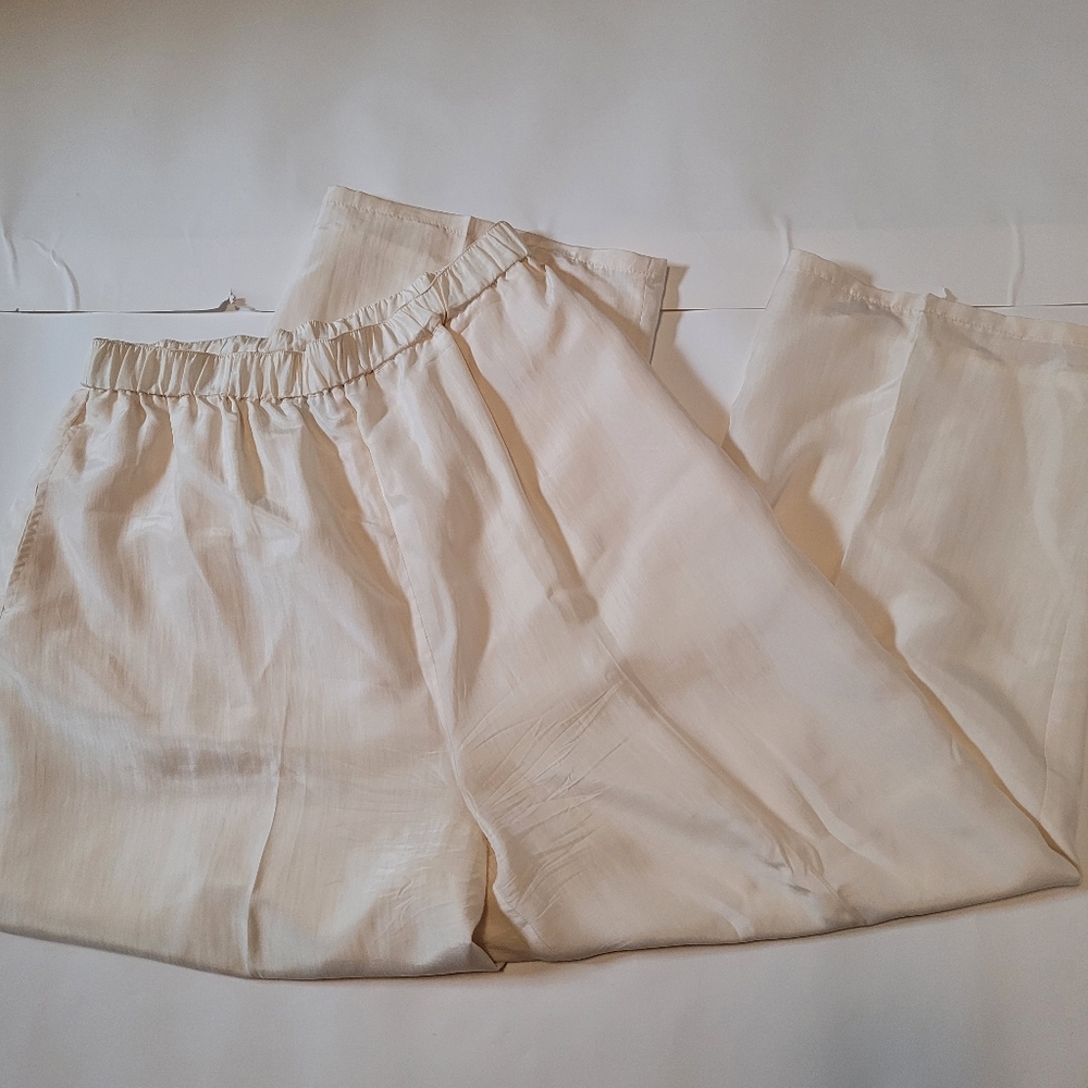 Cream silk pants